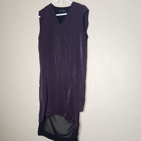 Allsaints Alia Dress Womens 2 Plum High Low Hem Silk Sleeveless Cocktail Party - Picture 3 of 7